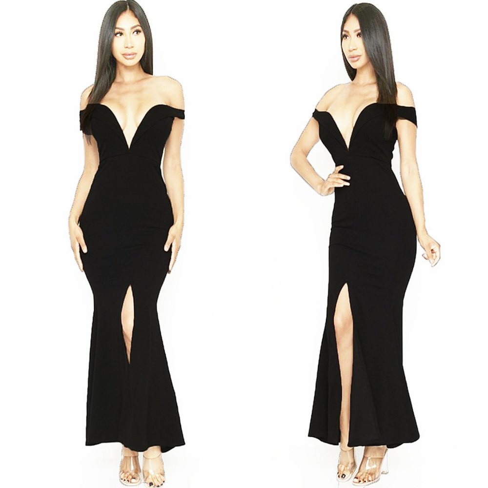 Mermaid Off the Shoulder Ponte Trumpet Maxi Gown